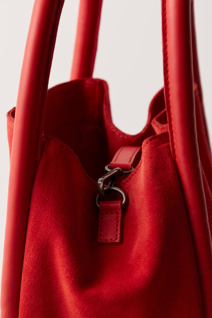 Free People Barlow Suede Bucket Bag in Goji – detail