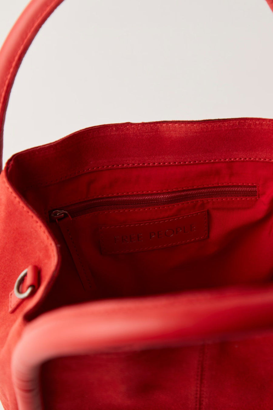 Free People Barlow Suede Bucket Bag in Goji – detail