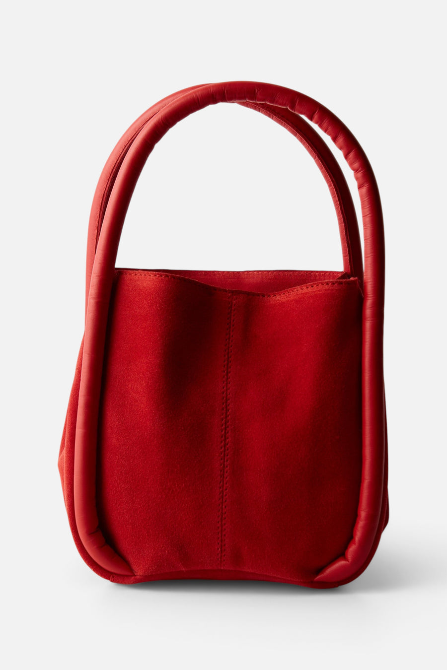 Free People Barlow Suede Bucket Bag in Goji – front view