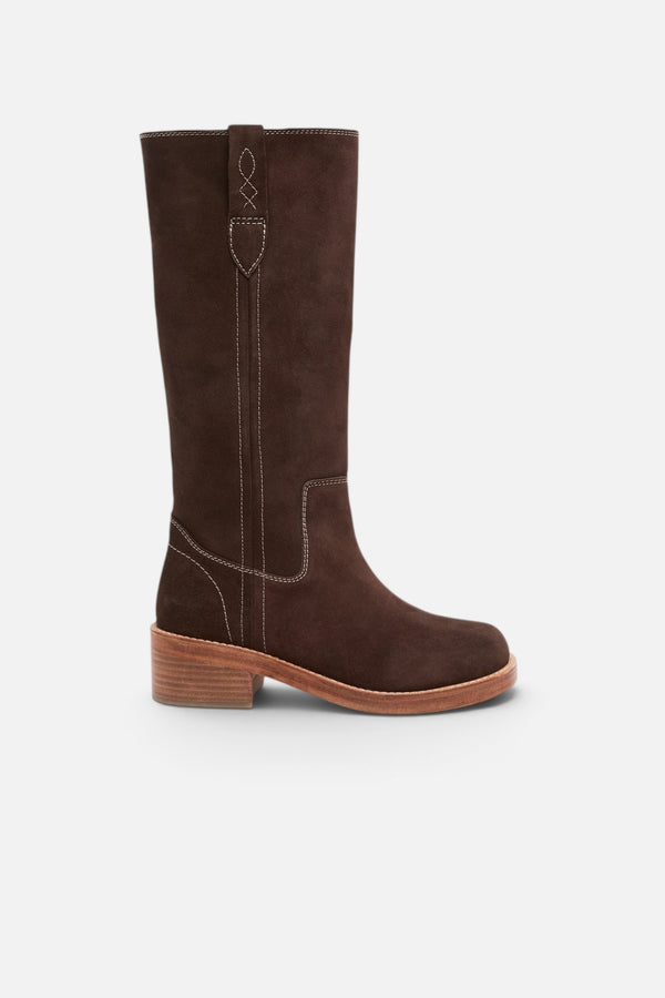 Free People Blaze Pull-On Boots in Weathered Mink Suede