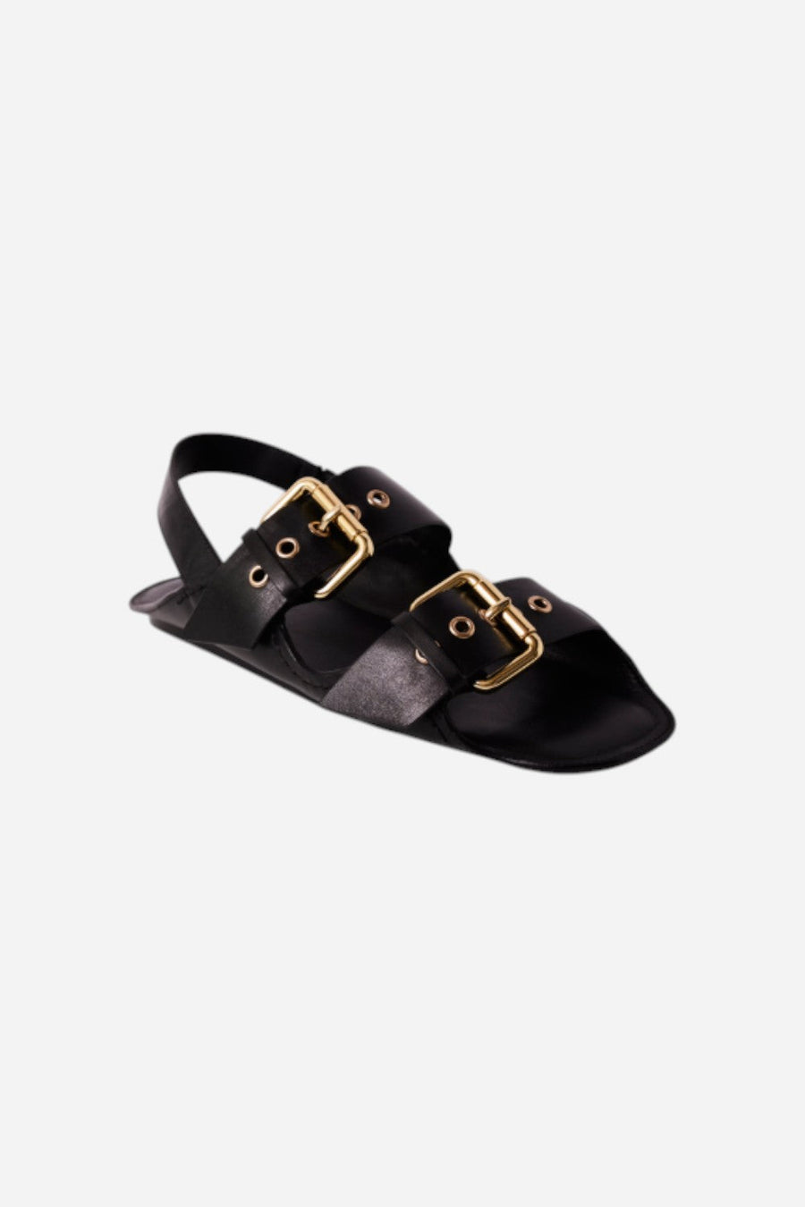 Free People Blossom Buckle Sandal in Black Leather – back view