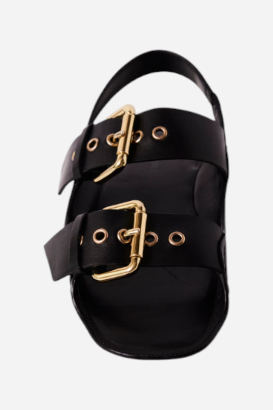 Free People Blossom Buckle Sandal in Black Leather – detail