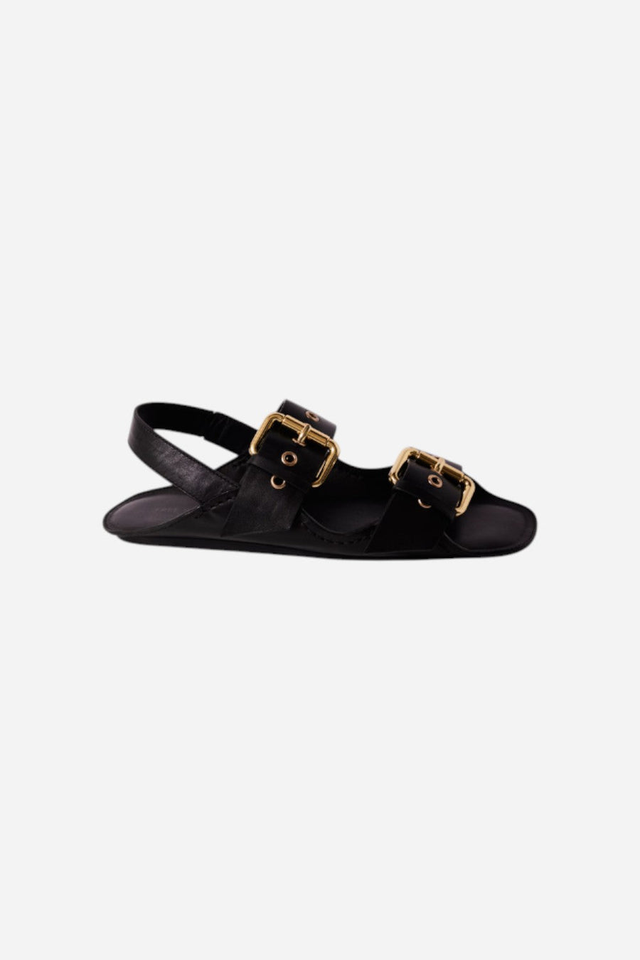 Free People Blossom Buckle Sandal in Black Leather – front view