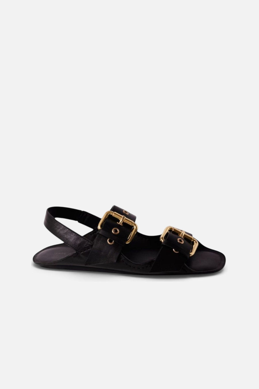 Free People Blossom Buckle Sandal in Black Leather – side view