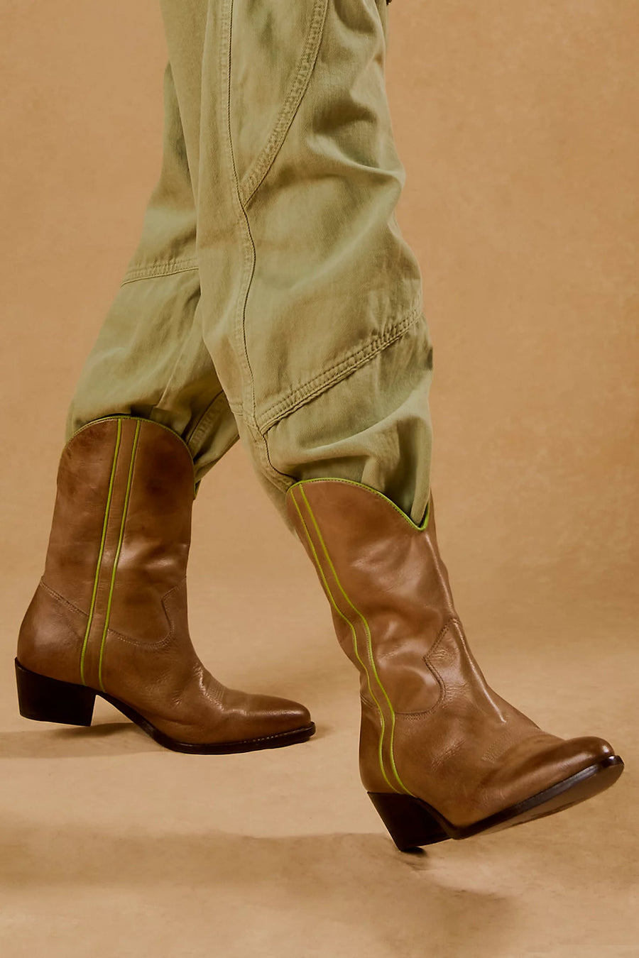 Free People Borderline Western Boots in Distressed Tan – alternate