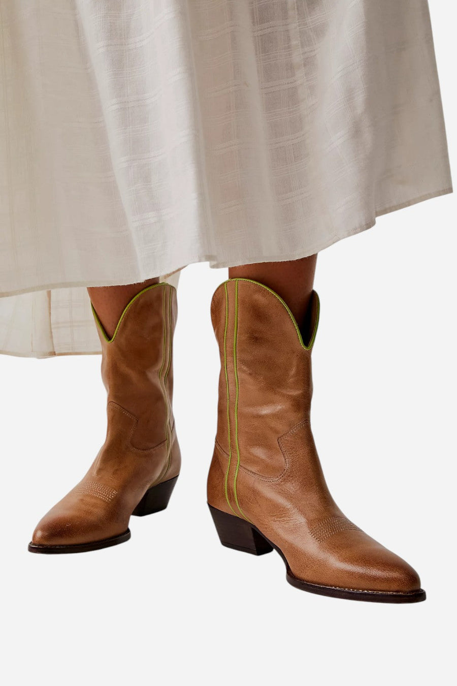 Free People Borderline Western Boots in Distressed Tan – detail