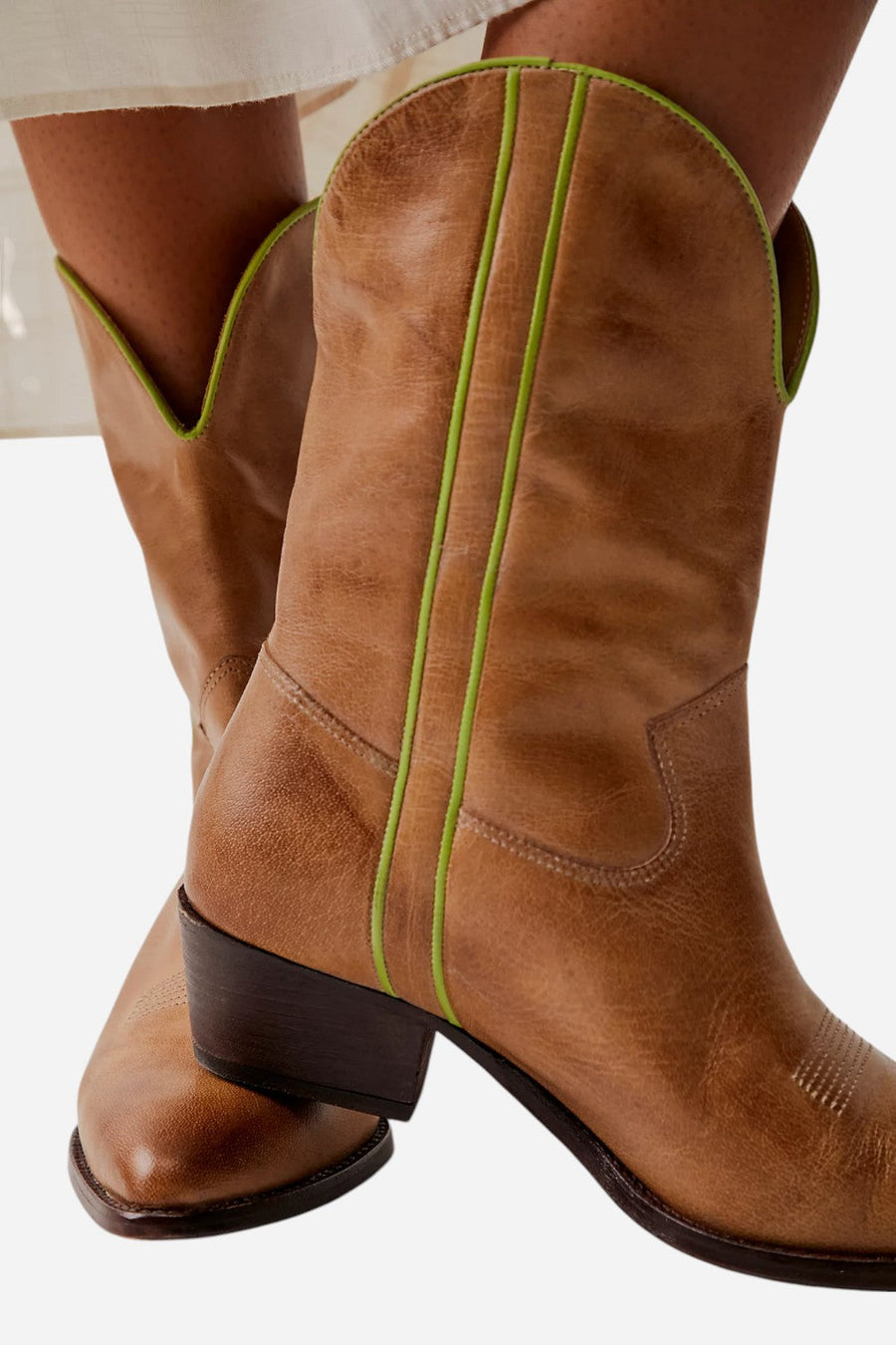 Free People Borderline Western Boots in Distressed Tan – side view