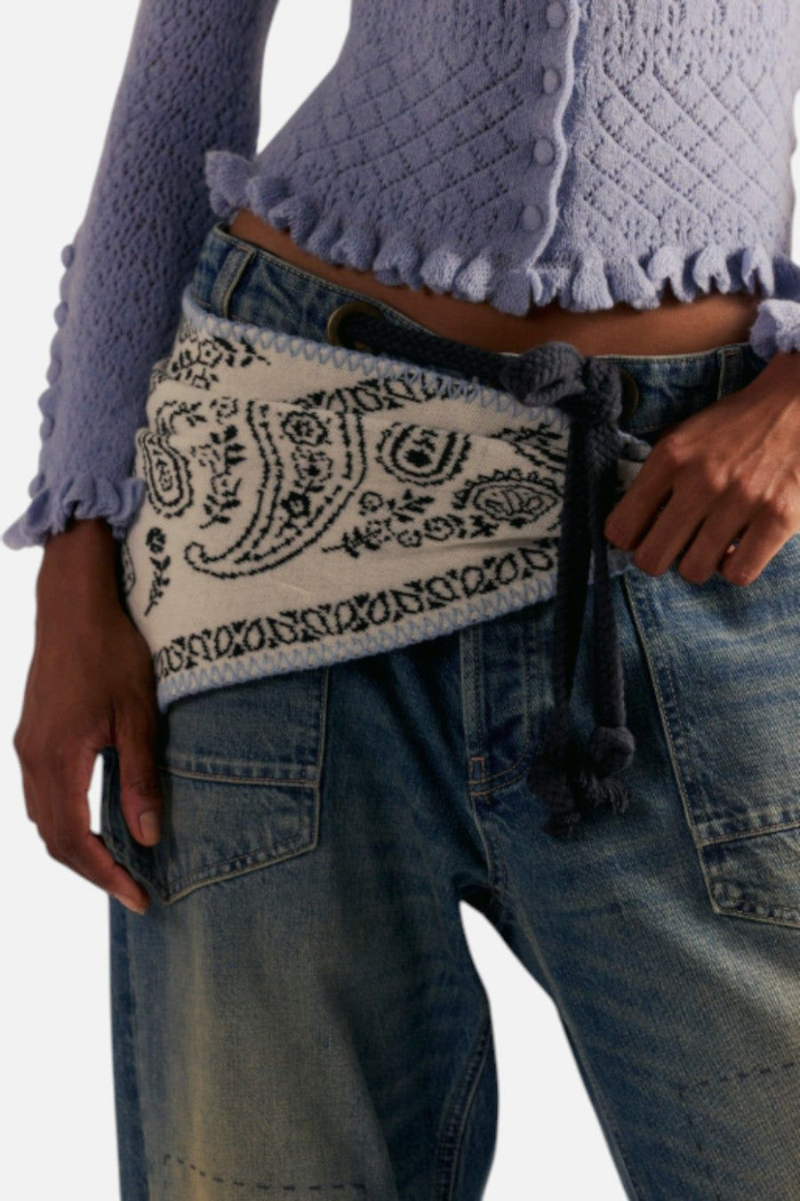 Free People Carmen Triangle Scarf in Angel White – flat lay