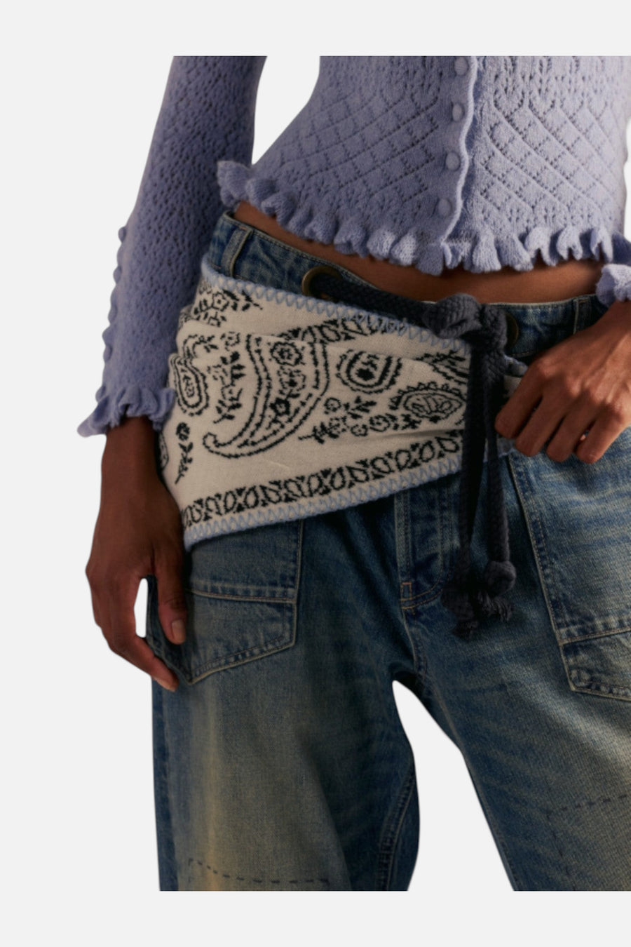Free People Carmen Triangle Scarf in Angel White – flat lay