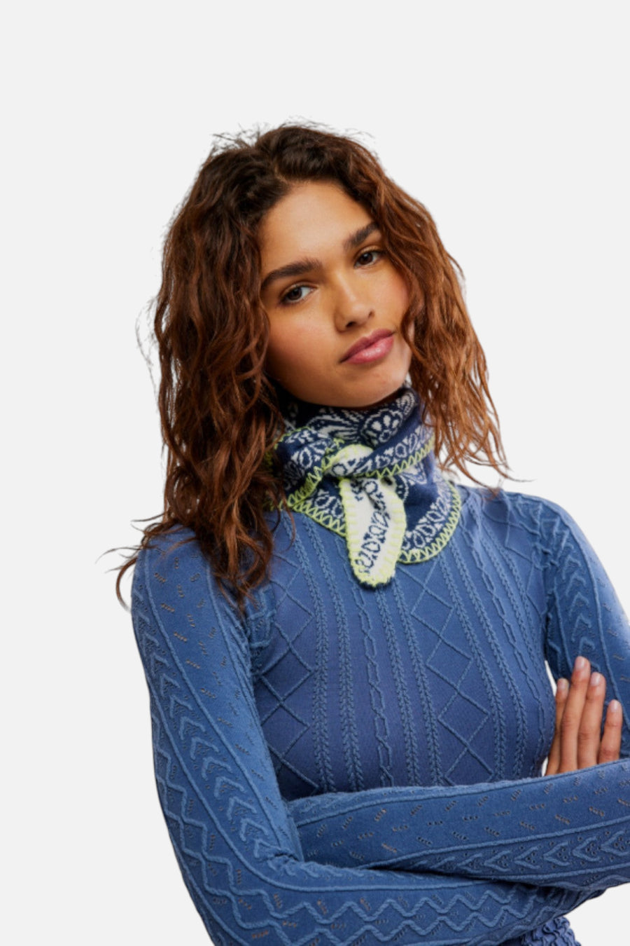 Free People Carmen Triangle Scarf in Denim Jeans – back view