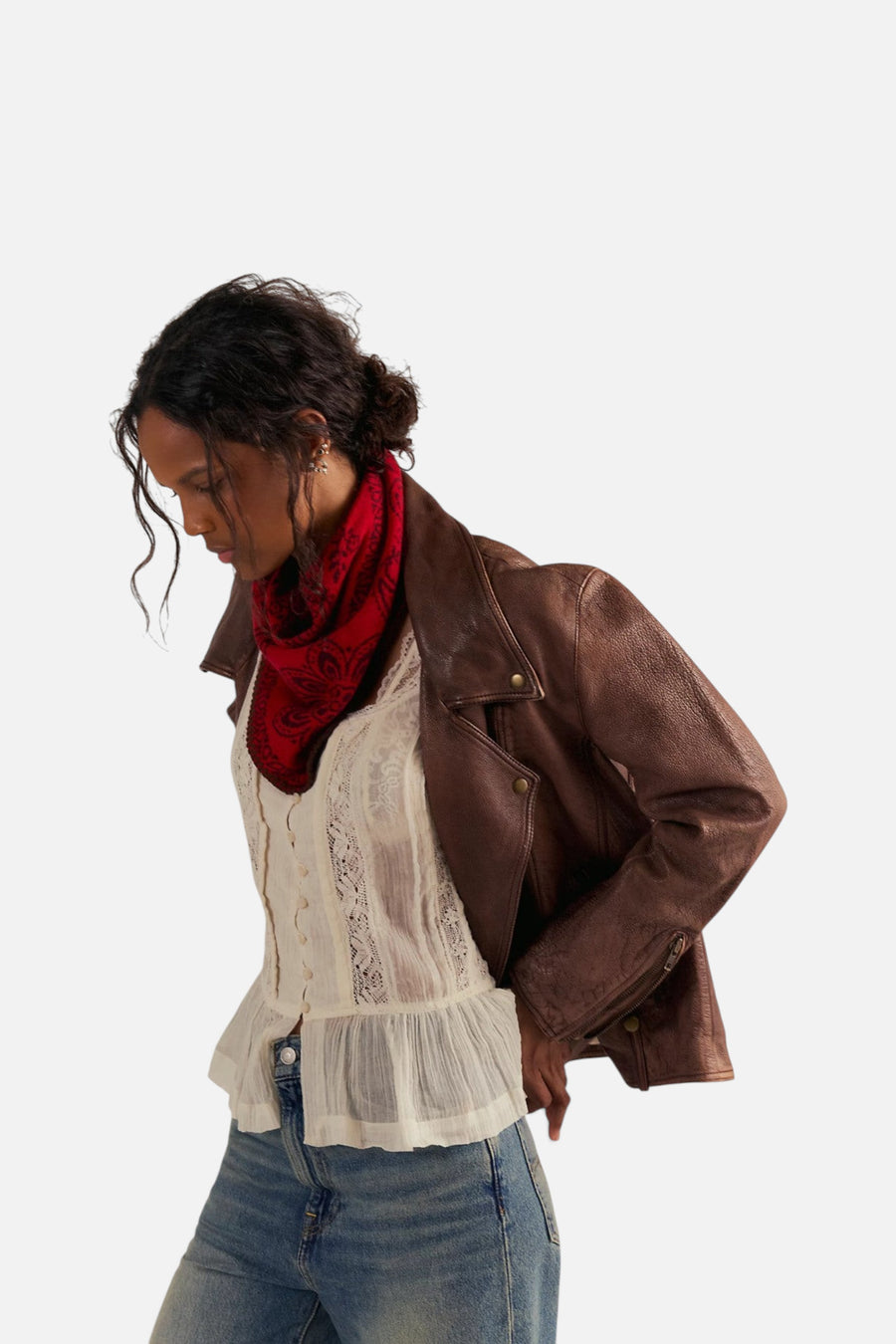 Free People Carmen Triangle Scarf in Wine – back view