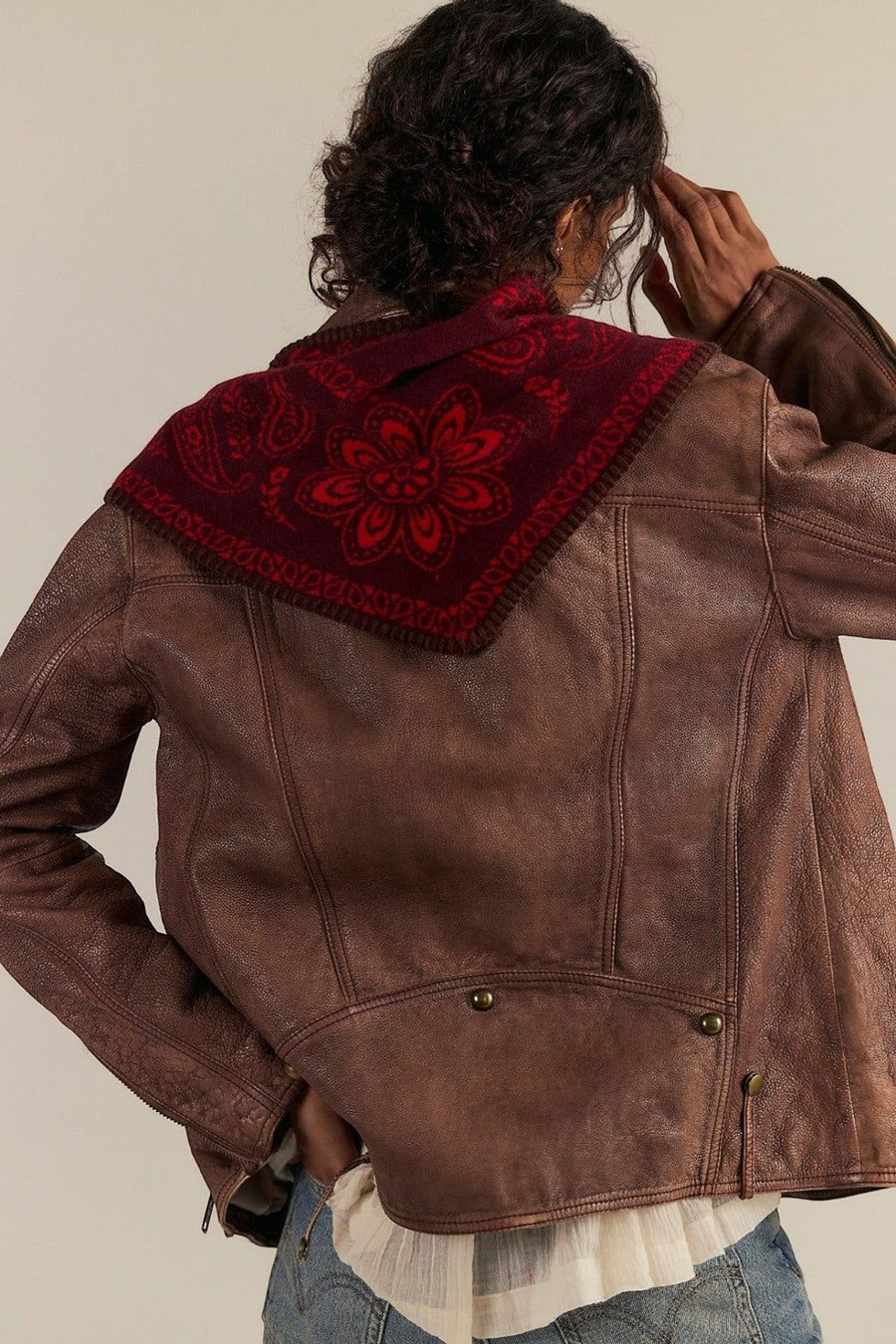 Free People Carmen Triangle Scarf in Wine – detail