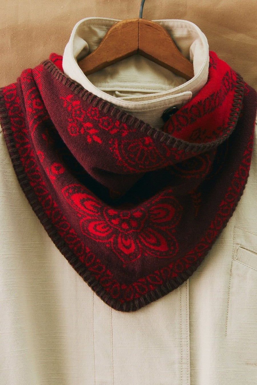 Free People Carmen Triangle Scarf in Wine – side view