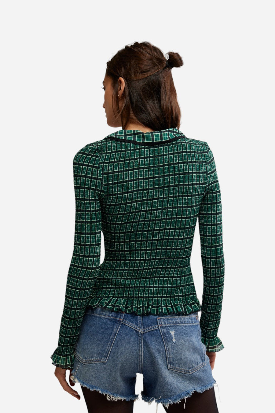 Free People Caught A Feeling Cardi in Green Combo – side view