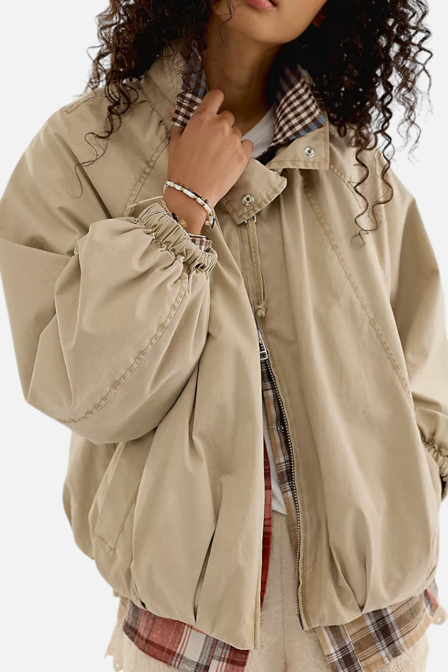 Free People Chelsea Jacket in Oatmeal – back view