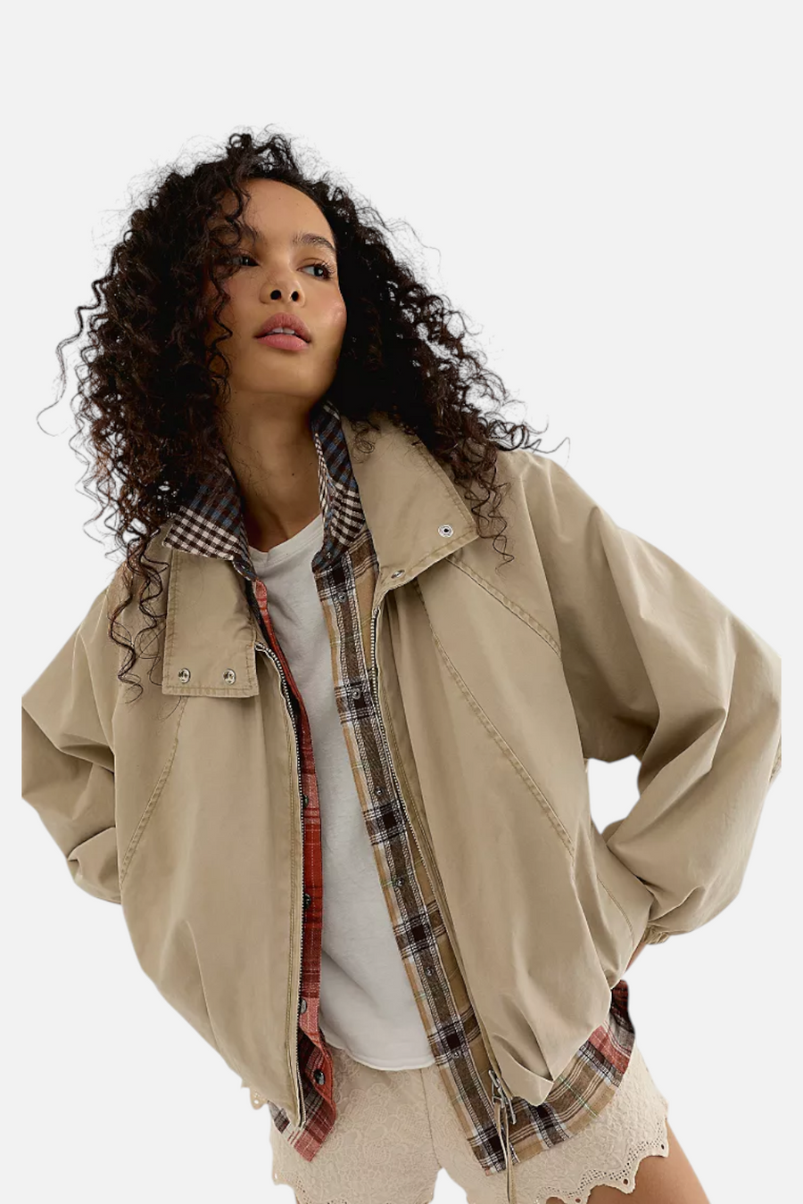 Free People Chelsea Jacket in Oatmeal – front view