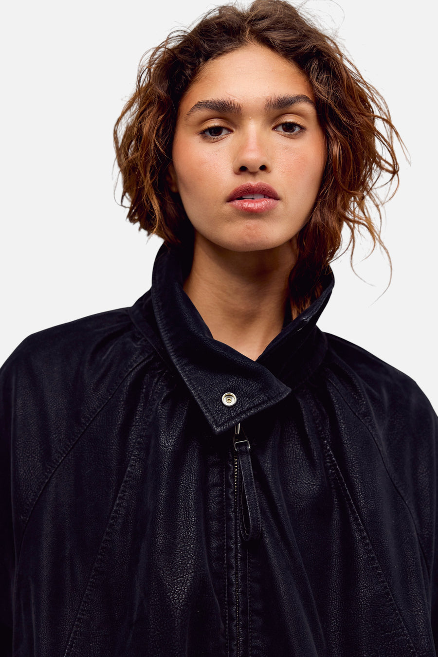 Free People Chelsea Vegan Suede Jacket in Black – detail