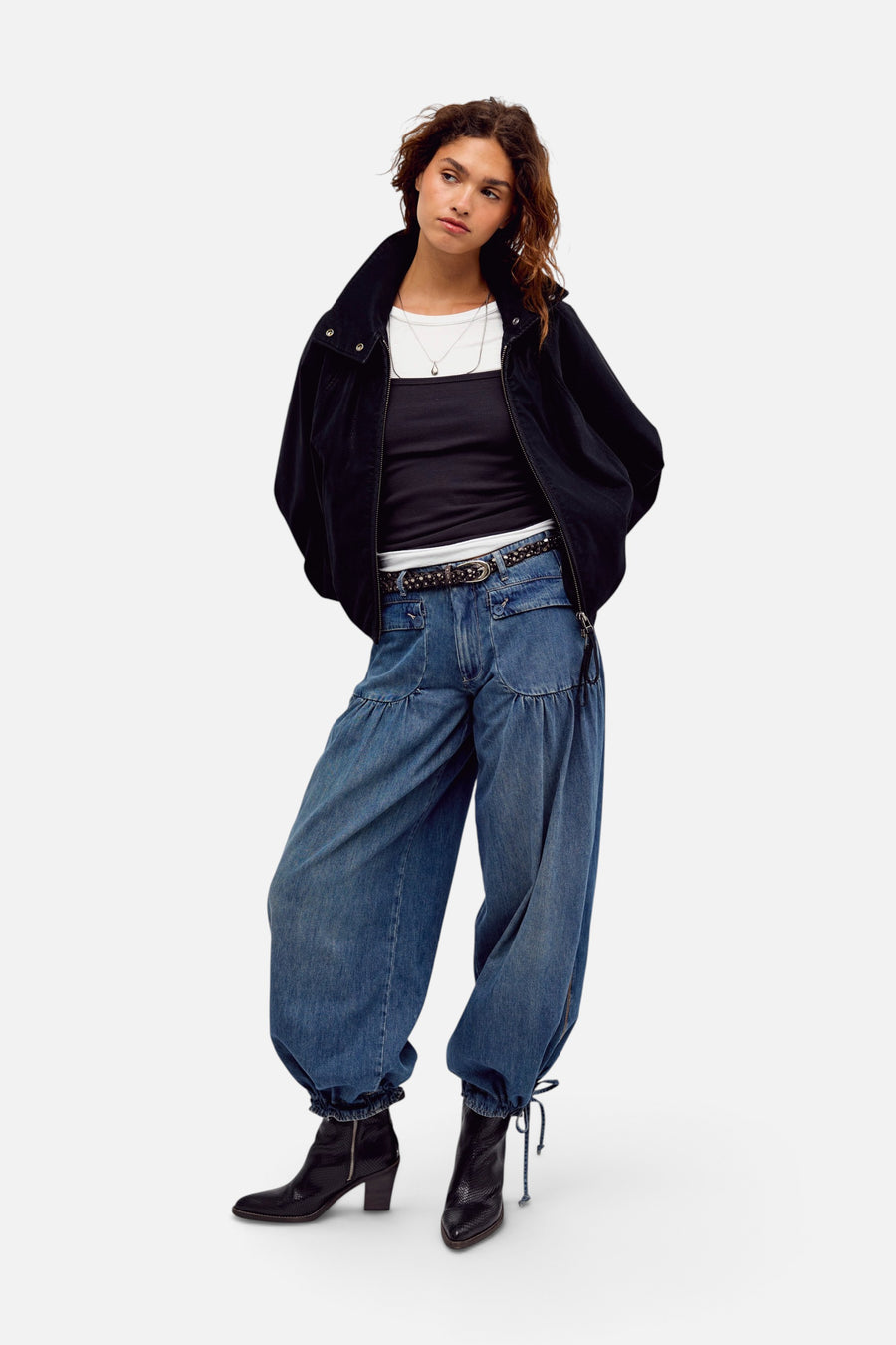 Free People Chelsea Vegan Suede Jacket in Black – on model