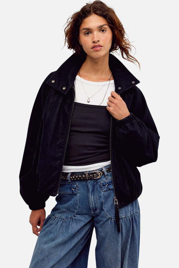 Free People Chelsea Vegan Suede Jacket in Black