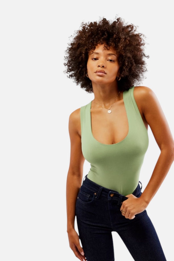 Free People Clean Lines Muscle Cami in Fresh Green