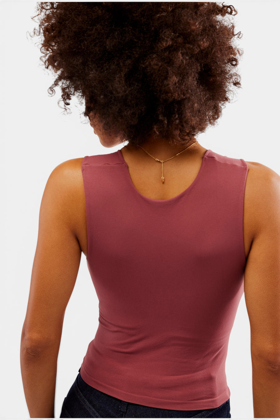 Free People Clean Lines Muscle Cami in Vintage Rosey – back view
