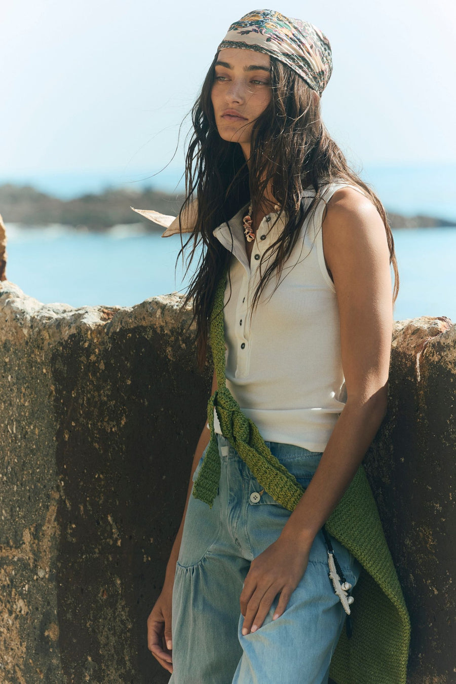 Free People Coastal Crush Straw Tote in Matcha – alternate