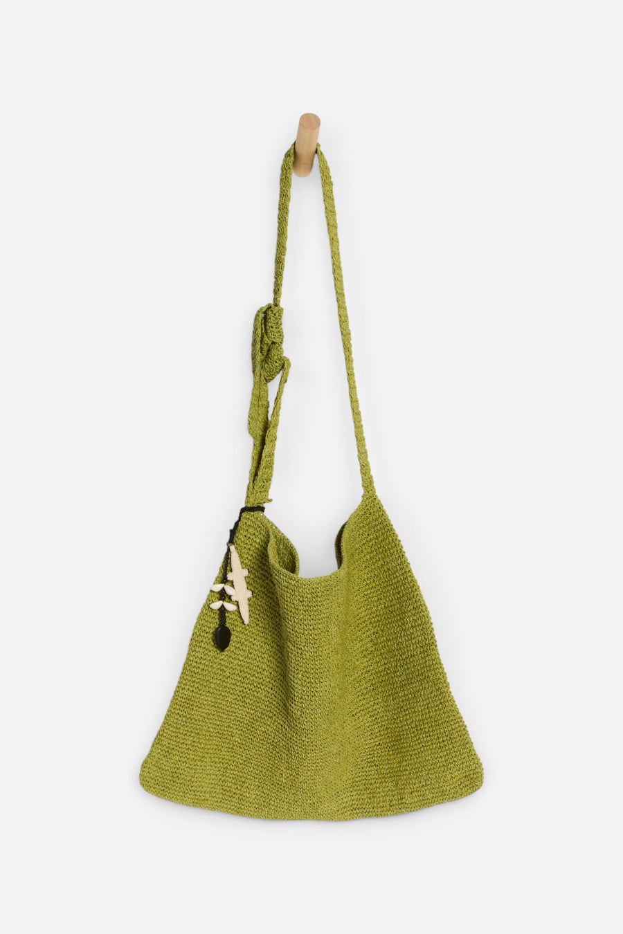 Free People Coastal Crush Straw Tote in Matcha – front view