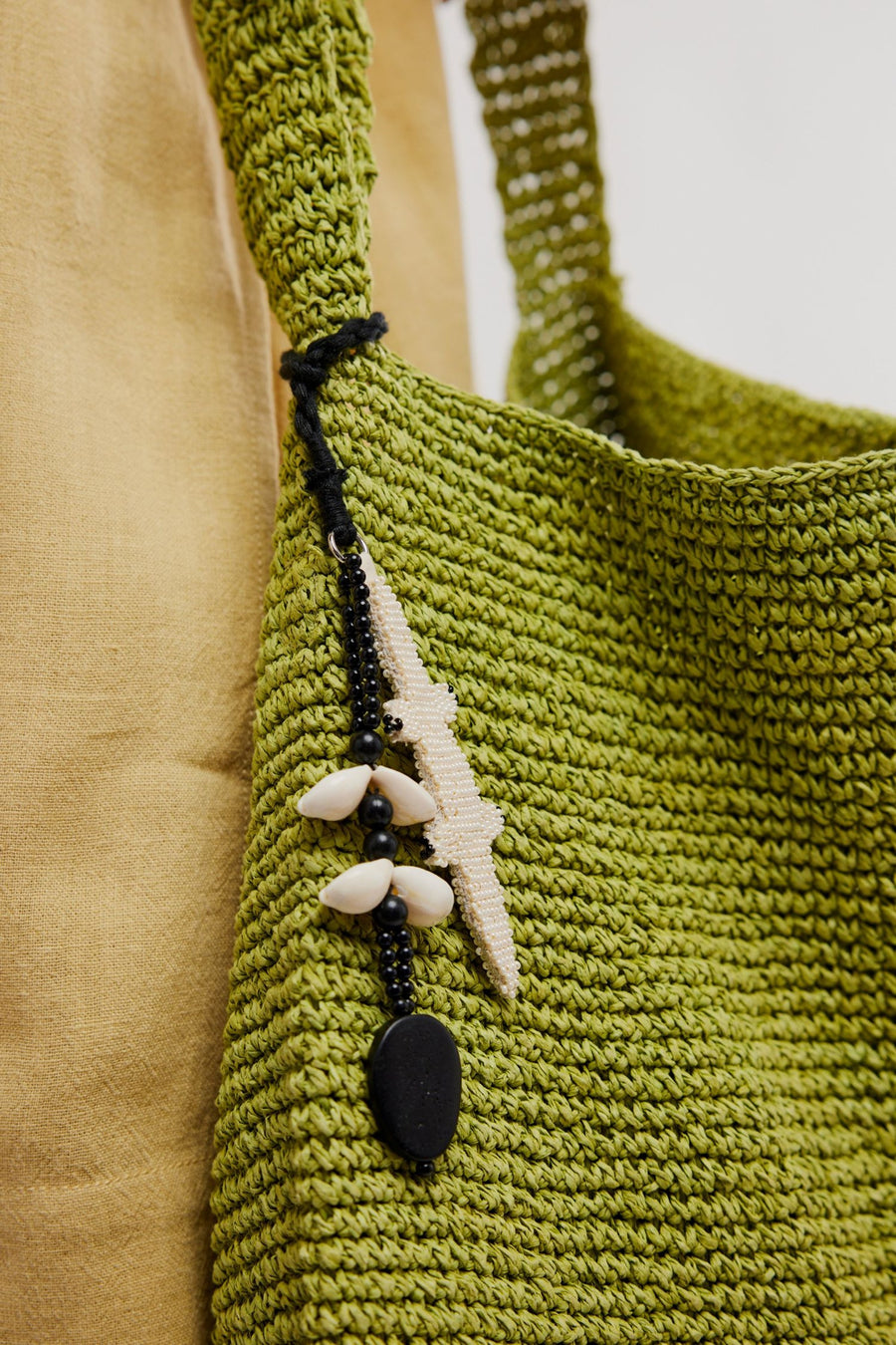 Free People Coastal Crush Straw Tote in Matcha – side view