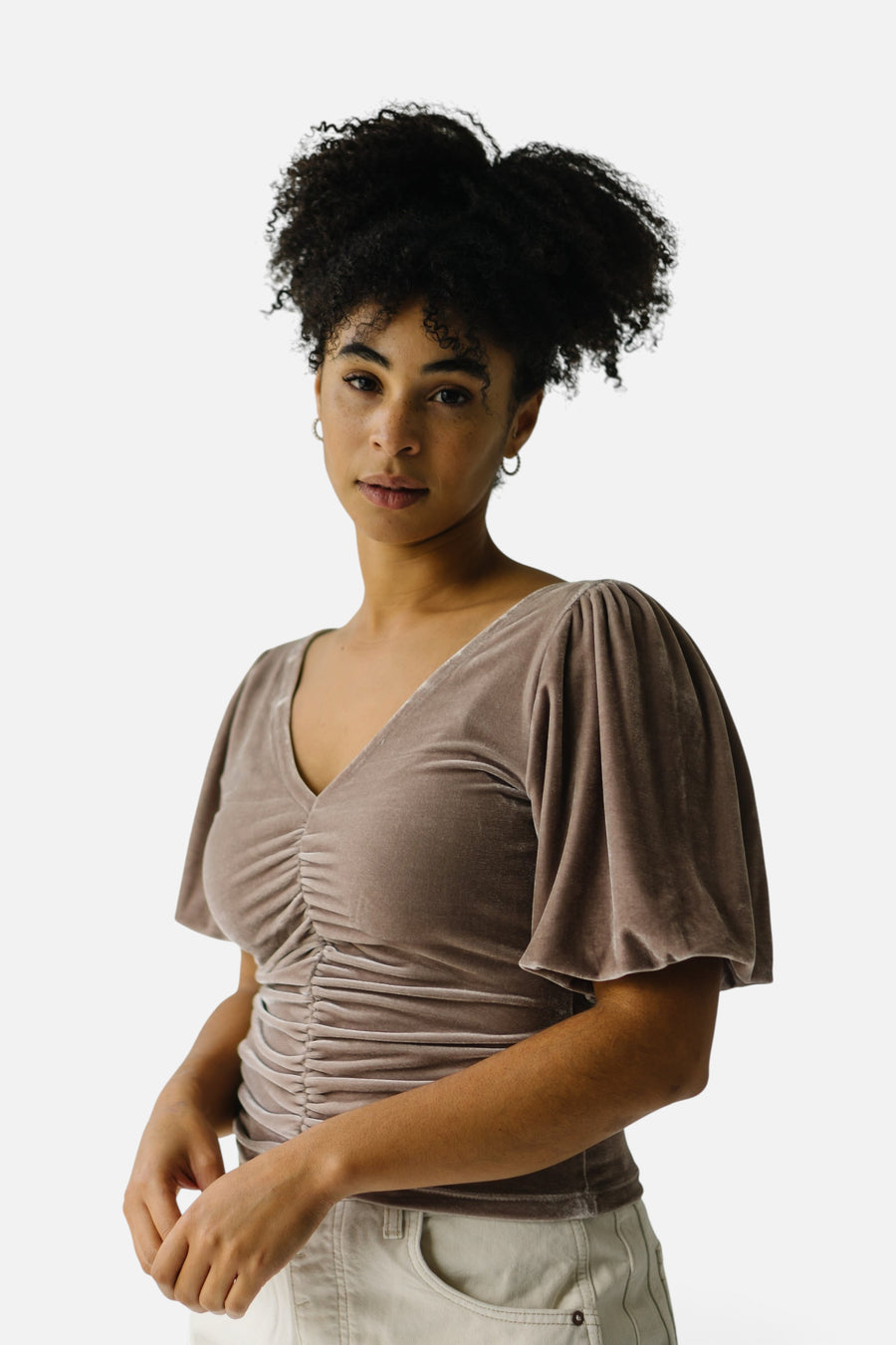 Free People Cupcake Velvet Top in Cashmere – detail