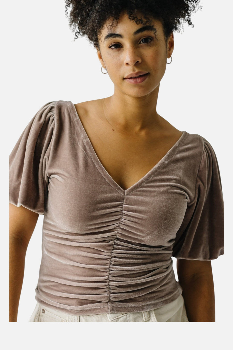 Free People Cupcake Velvet Top in Cashmere – side view