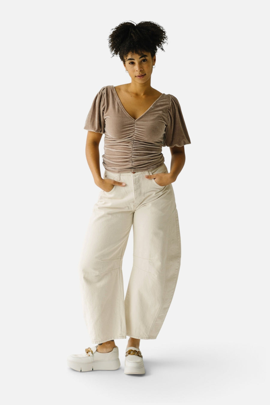 Free People Cupcake Velvet Top in Cashmere – side view