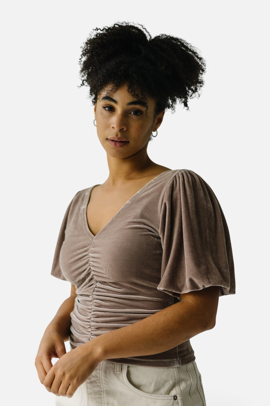 Free People Cupcake Velvet Top in Cashmere – side view