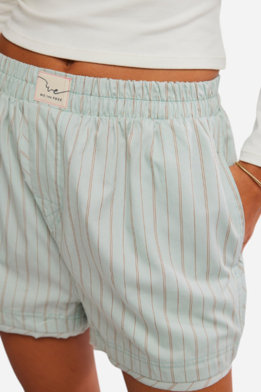 Free People Day to Day Striped Boxer in Misty Blue Combo – detail