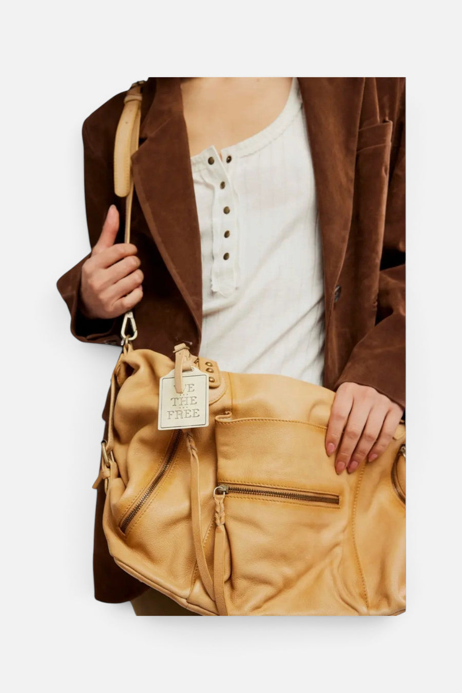 Free People Emerson Leather Tote in Italian Straw – back view