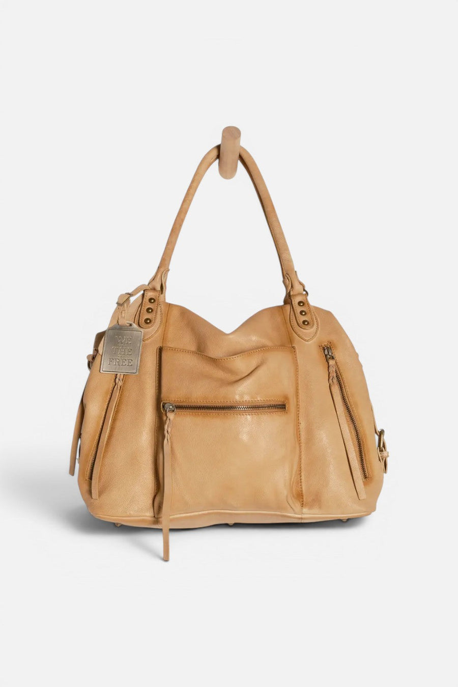 Free People Emerson Leather Tote in Italian Straw – front view