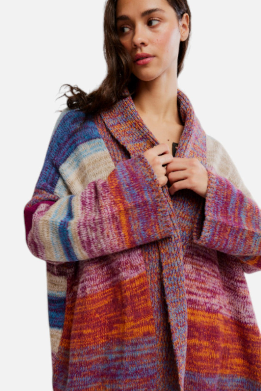 Free People Enid Cardigan in Ocean Sunset Combo – alternate