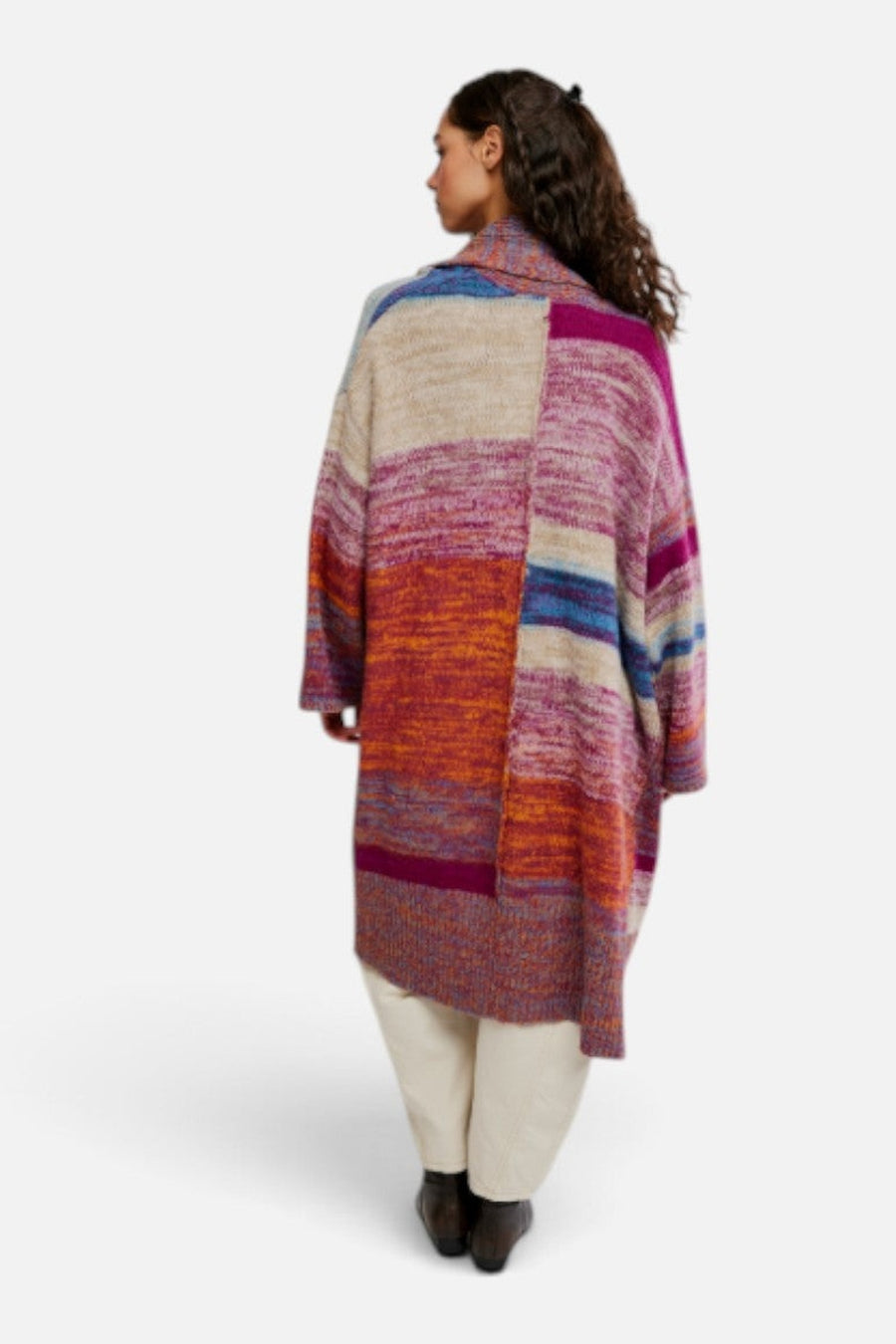 Free People Enid Cardigan in Ocean Sunset Combo – side view