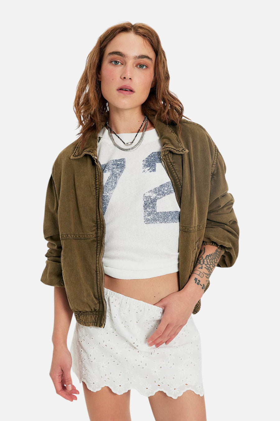 Free People Eyes On You Skort in Ivory – on model