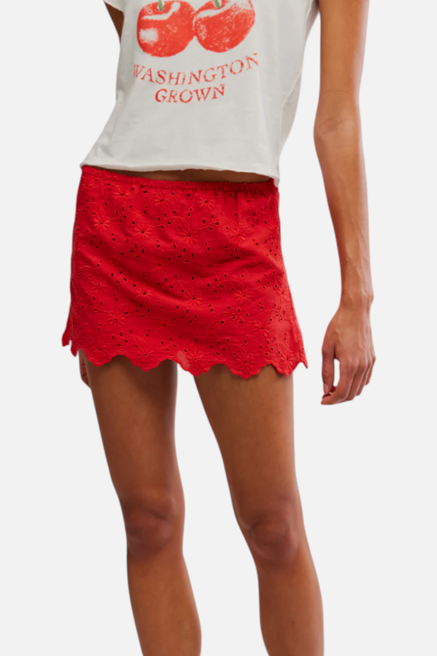 Free People Eyes On You Skort in Red – back view