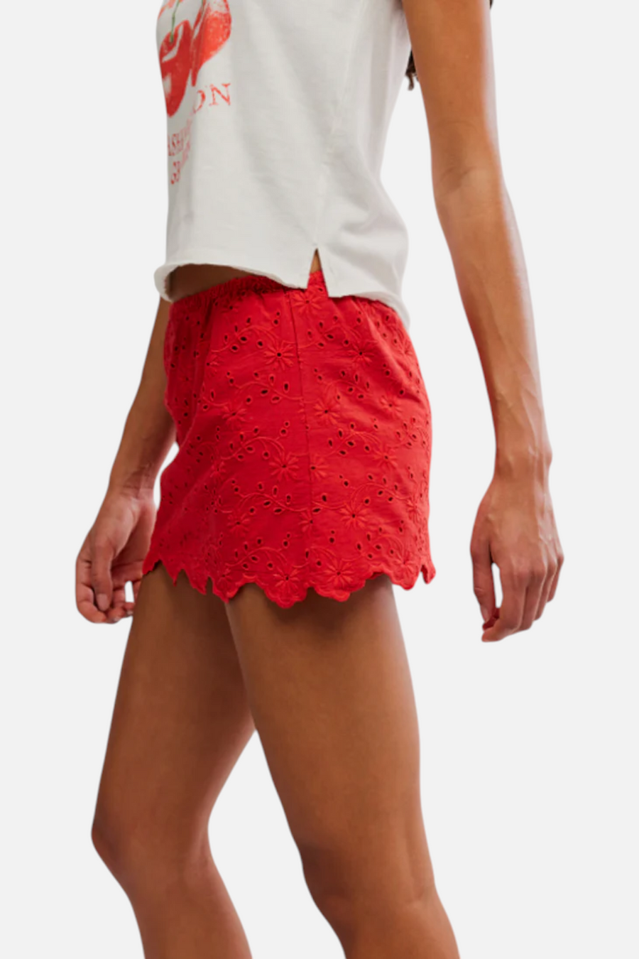 Free People Eyes On You Skort in Red – detail