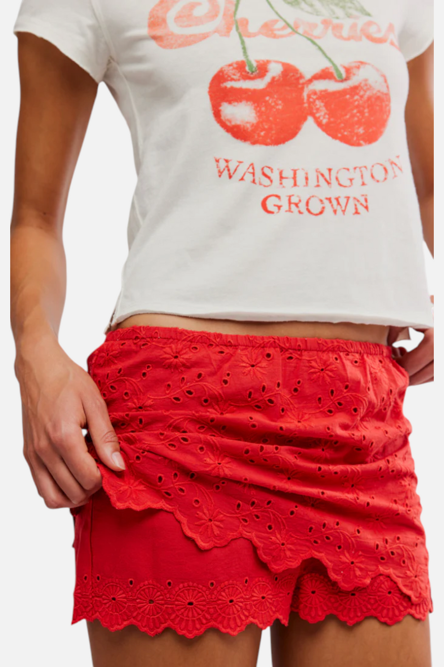 Free People Eyes On You Skort in Red – side view
