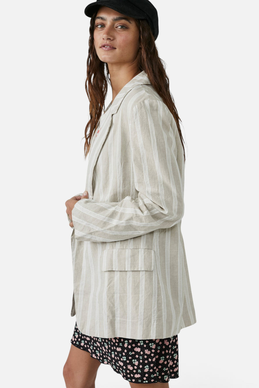 Free People Fern Blazer in Dusty Beige – back view