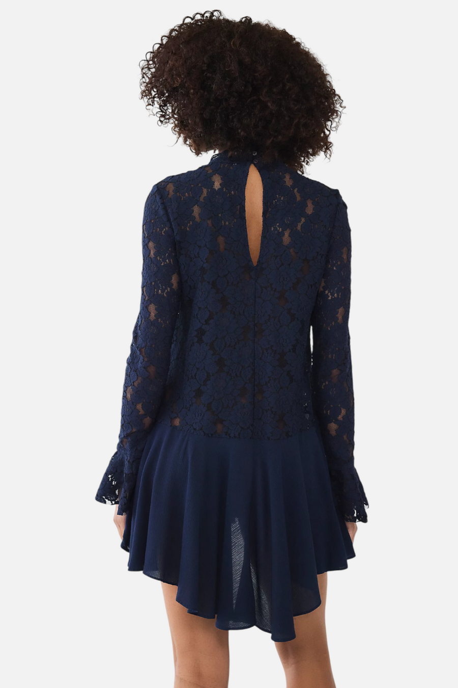Free People First Crush Lace Tunic in Deeper Iris – back view