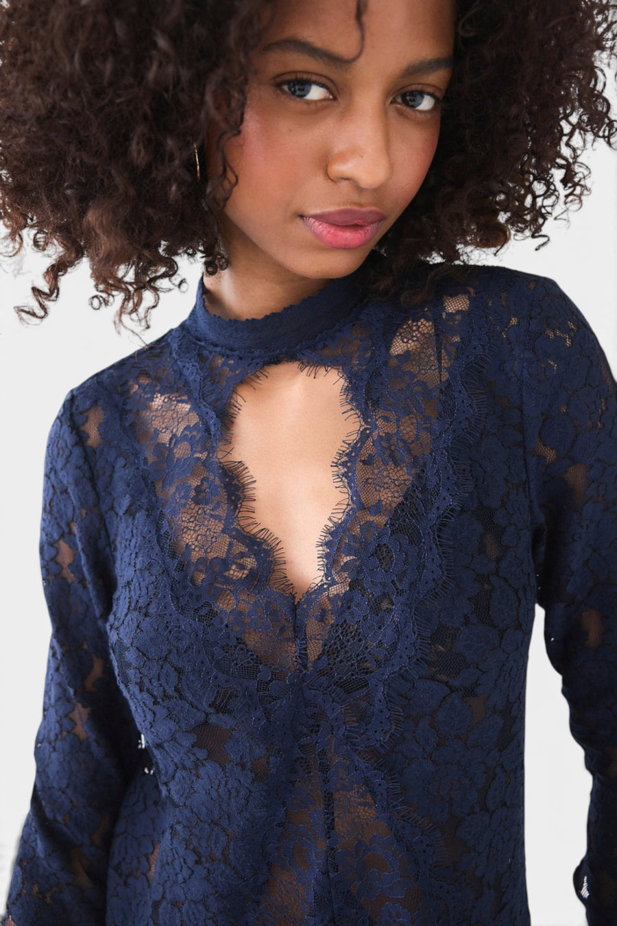 Free People First Crush Lace Tunic in Deeper Iris – detail