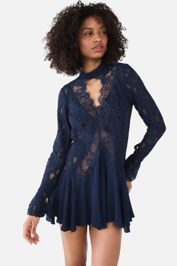 Free People First Crush Lace Tunic in Deeper Iris