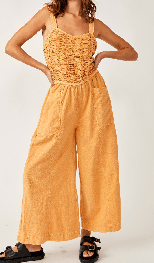 Free People Forever And Always Ruched One-Piece in Melo Pearl – back view
