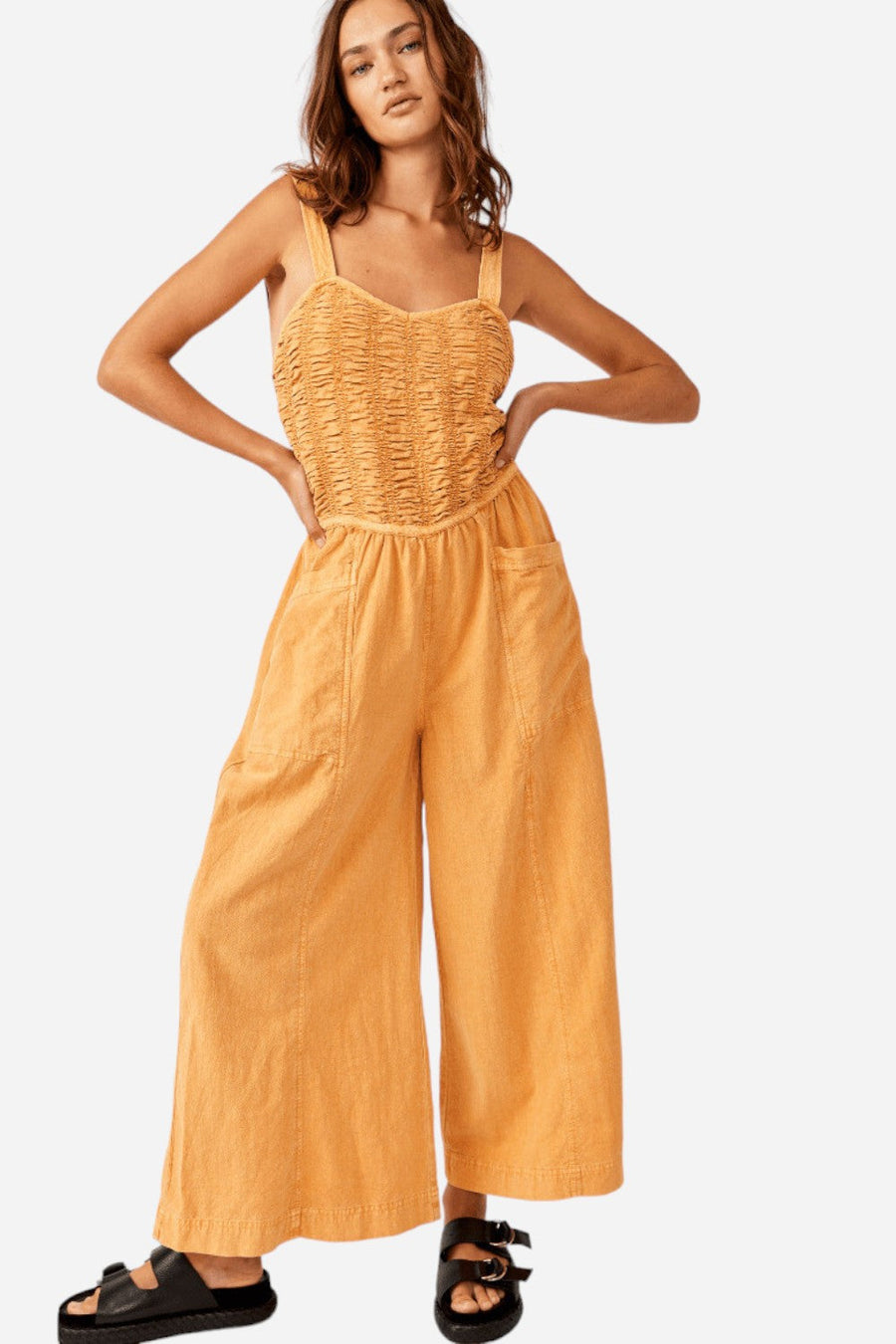 Free People Forever And Always Ruched One-Piece in Melo Pearl – front view