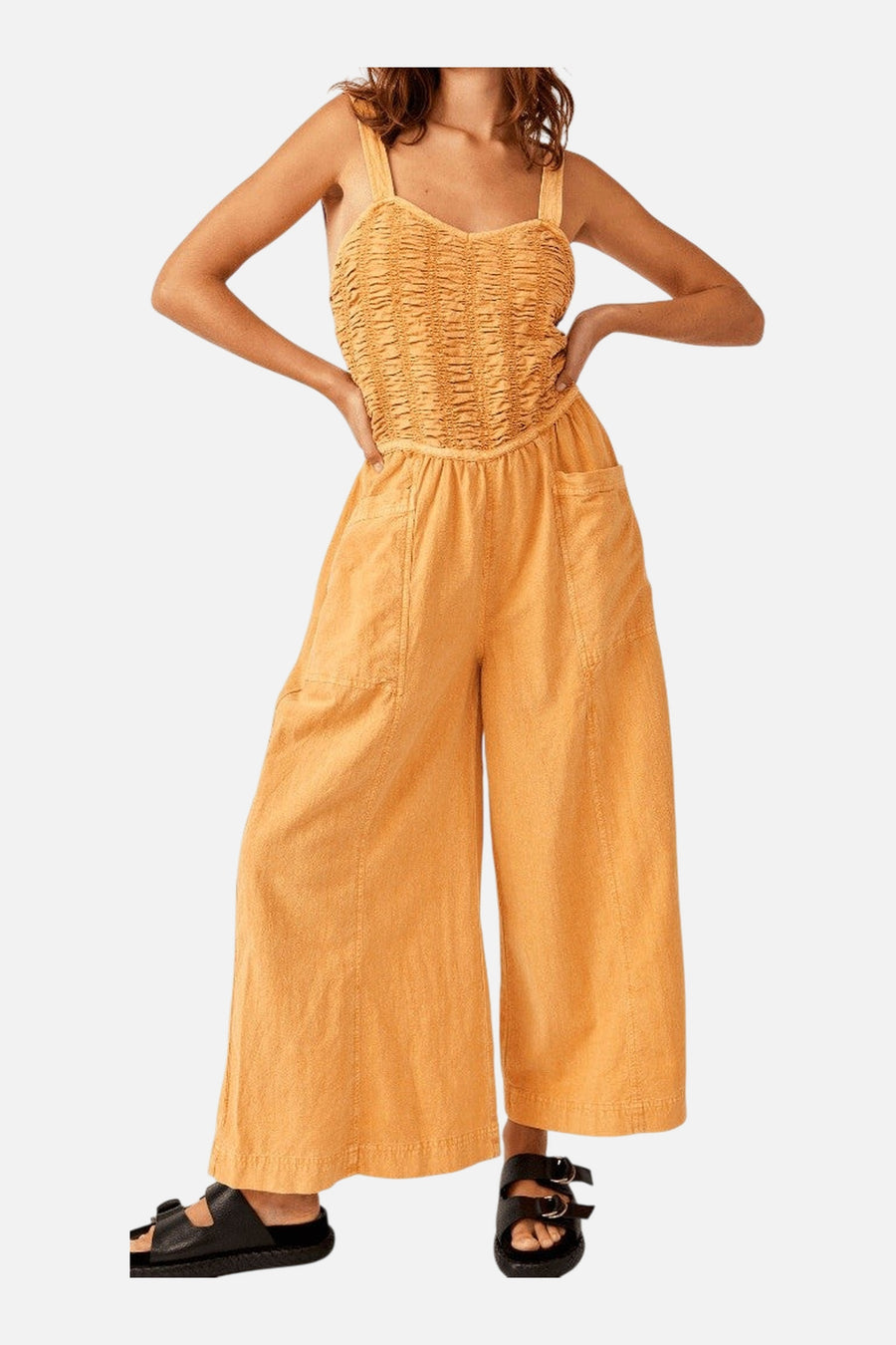 Free People Forever And Always Ruched One-Piece in Melo Pearl – on model