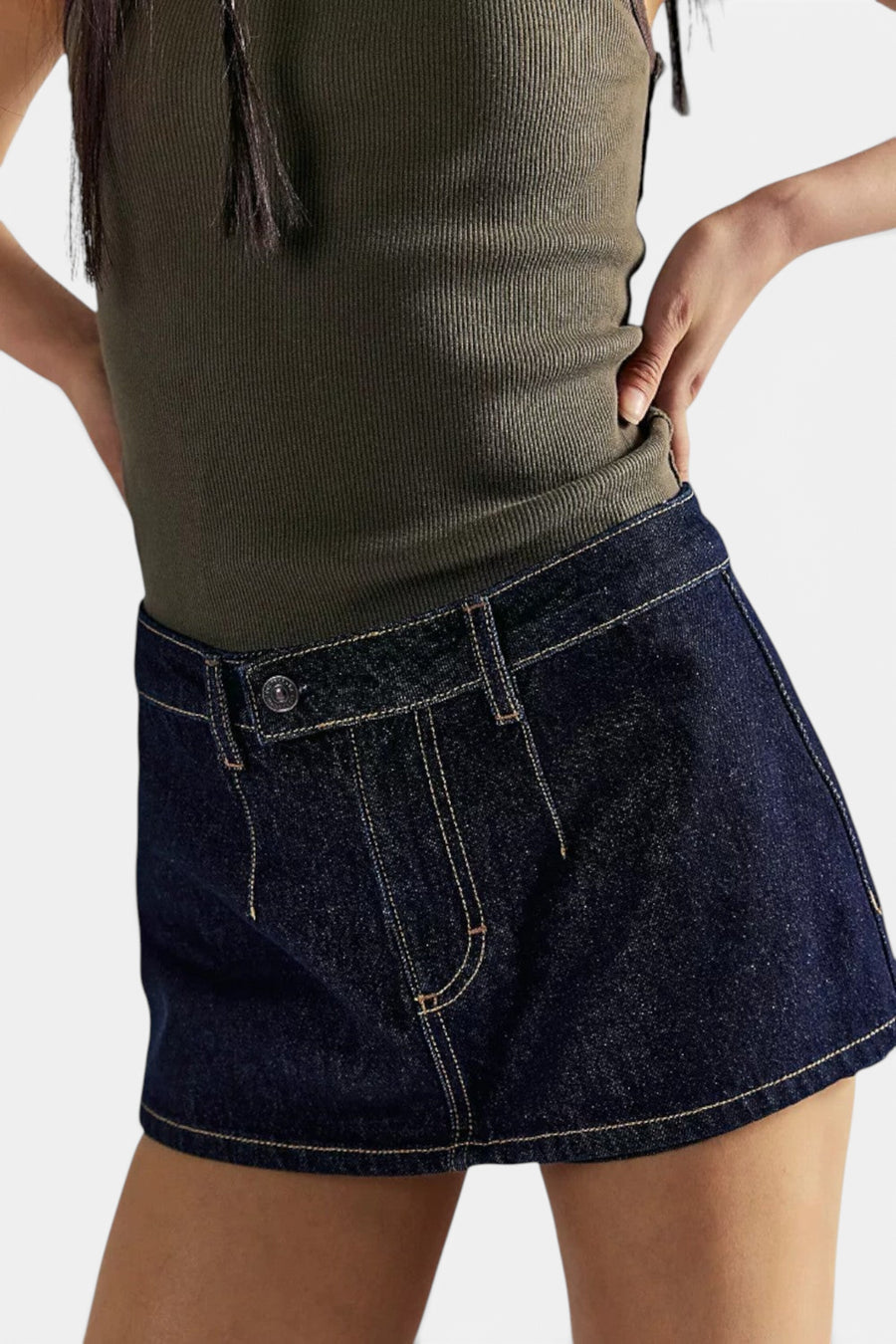 Free People Galivanting Peekaboo Skort in Rinse – back view