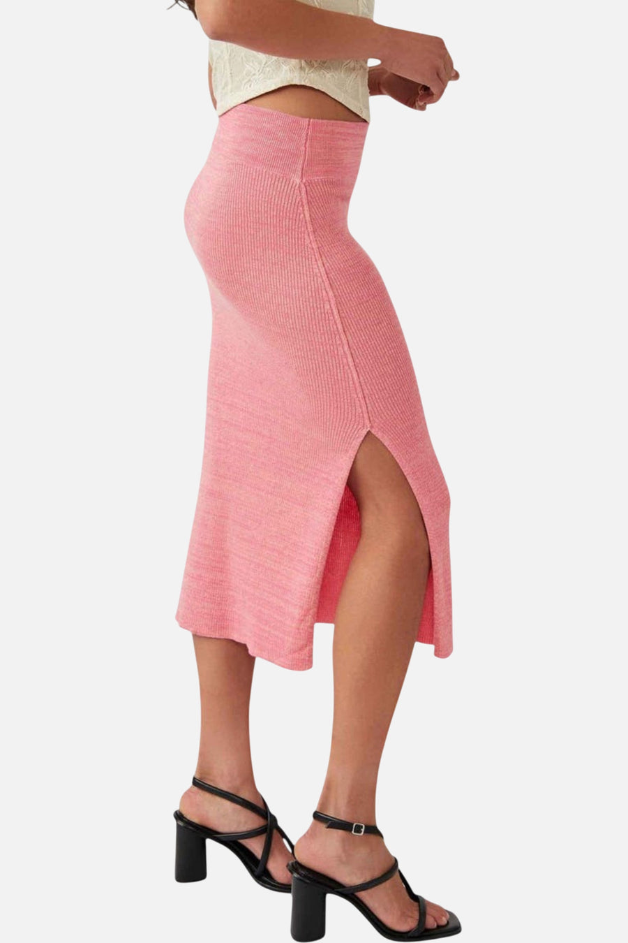 Free People Golden Hour Midi Skirt in Camelia Combo – side view